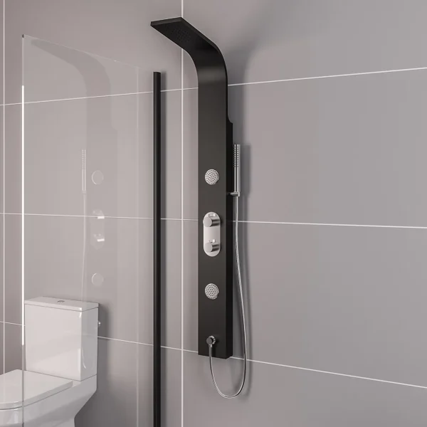 Derwent Black Shower Tower With 2 Round Body Jets
