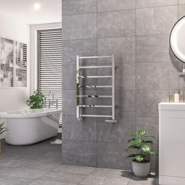 Mild Steel Tuscan Square Chrome Heated Towel Rail