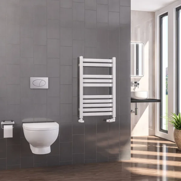Mild Steel Defford Gloss White Heated Towel Rail