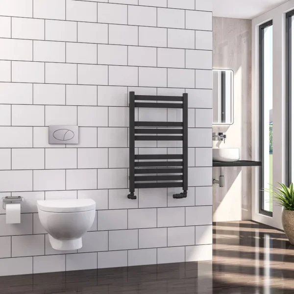 Mild Steel Defford Matt Anthracite Heated Towel Rail