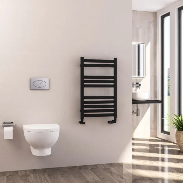 Mild Steel Defford Matt Black Heated Towel Rail