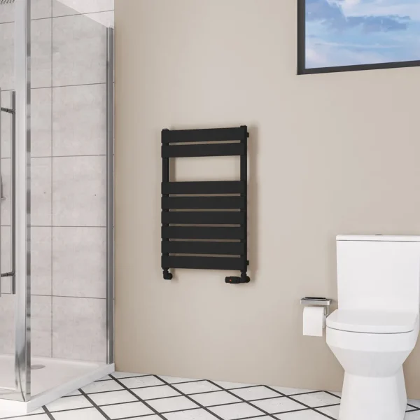 Mild Steel Deddington Matt Black Heated Towel Rail