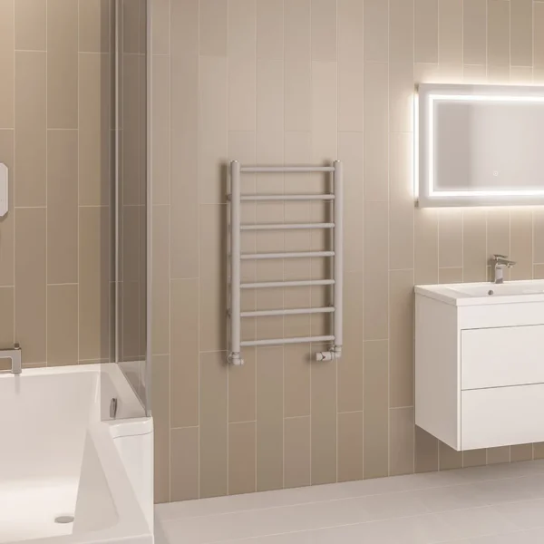 Mild Steel Tuscan Round Matt Grey Heated Towel Rail