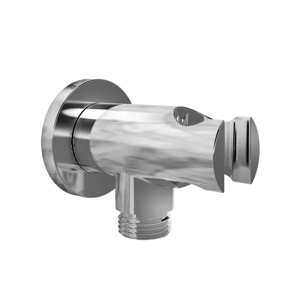 Round Chrome Outlet Elbow with Shower Holder