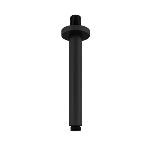 Round Smooth Matt Black 160mm Ceiling Shower Arm