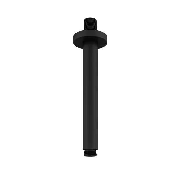Round Smooth Matt Black 160mm Ceiling Shower Arm