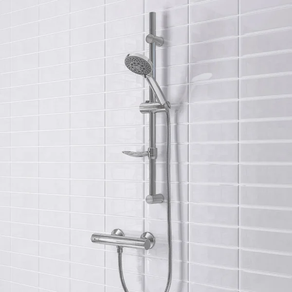 Contemporary Shower Riser Set with Bar Valve