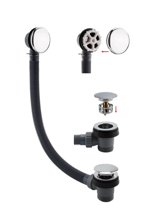 Chrome Bath Push Button Waste & Overflow