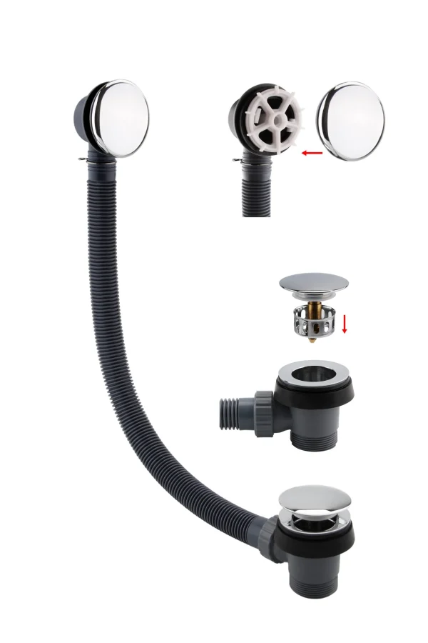 Chrome Bath Push Button Waste & Overflow
