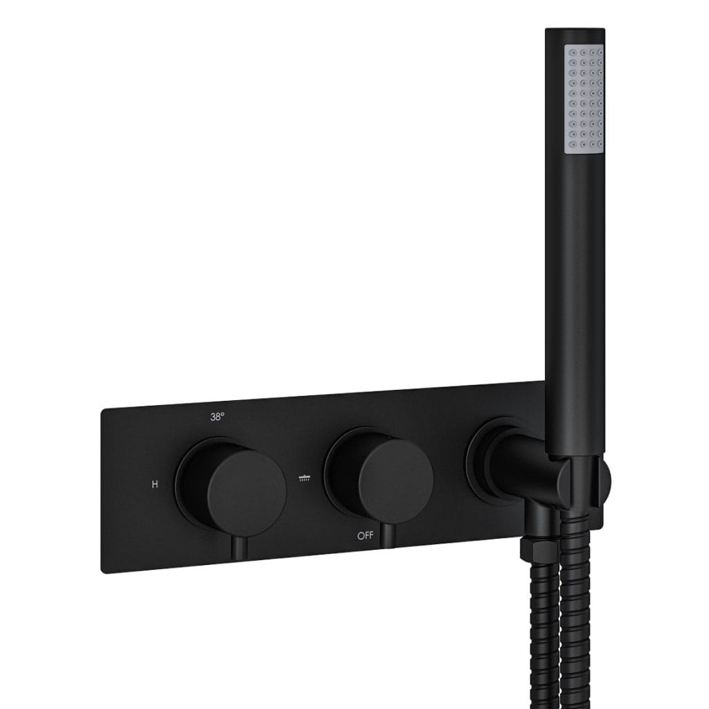 Meriden Matt Black Two Way Thermostatic Shower Valve With Hand Set