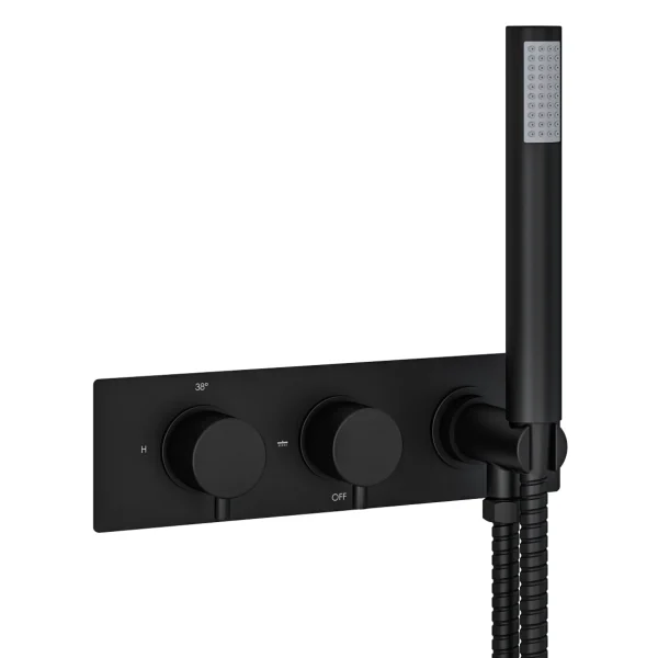 Meriden Matt Black Two Way Thermostatic Shower Valve With Hand Set