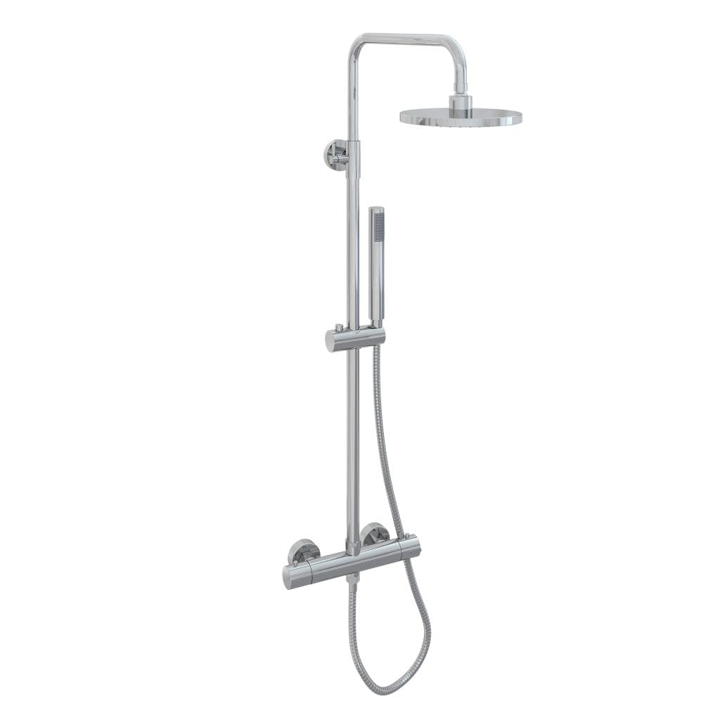 Meriden Chrome Round Telescopic Shower Riser Kit With Exposed Bar Valve