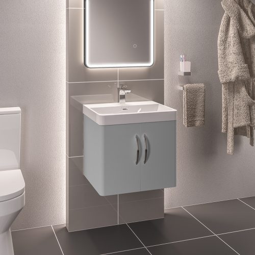 Cavone 500 Double Door Matt Grey Wall Mounted Vanity Unit