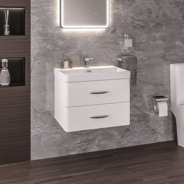 Cavone 800 High Gloss White Drawer Wall Mounted Vanity Unit