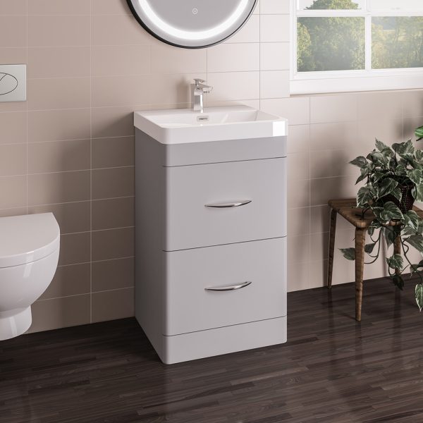 Cavone 500 Matt Grey Drawer Floor Mounted Vanity Unit