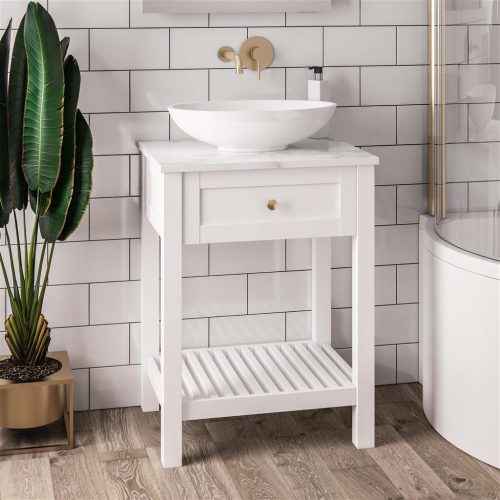 Hardwick 600 Matt White Floor Standing Washstand