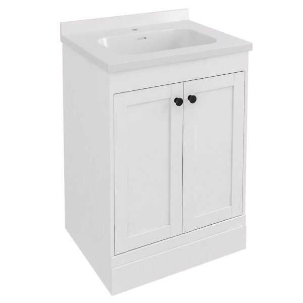 Hardwick 60 Square Matt White Floor Mounted Vanity Unit