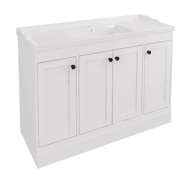 Hardwick 120 Square Matt White Floor Mounted Vanity Unit