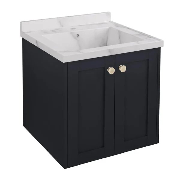 Hardwick 50 Square Quartz Matt Anthracite Wall Hung Vanity Unit