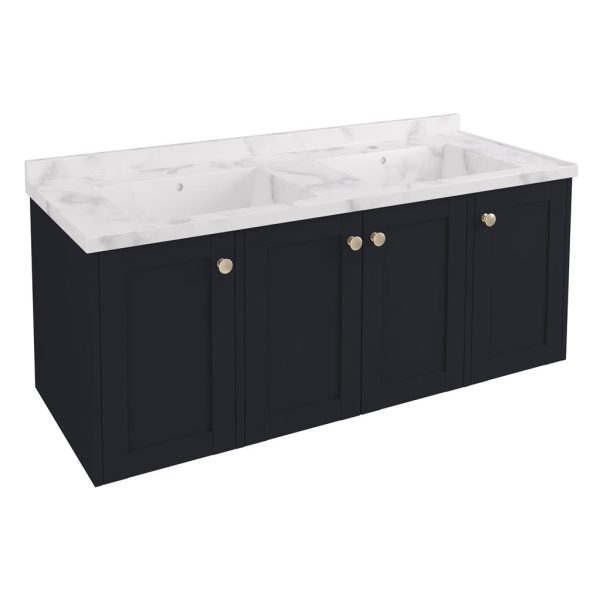 Hardwick 120 Square Double Quartz Matt Anthracite Wall Hung Vanity Unit