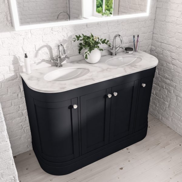 Hardwick 1200 Matt Anthracite Quartz Double Basin Traditional Vanity Unit