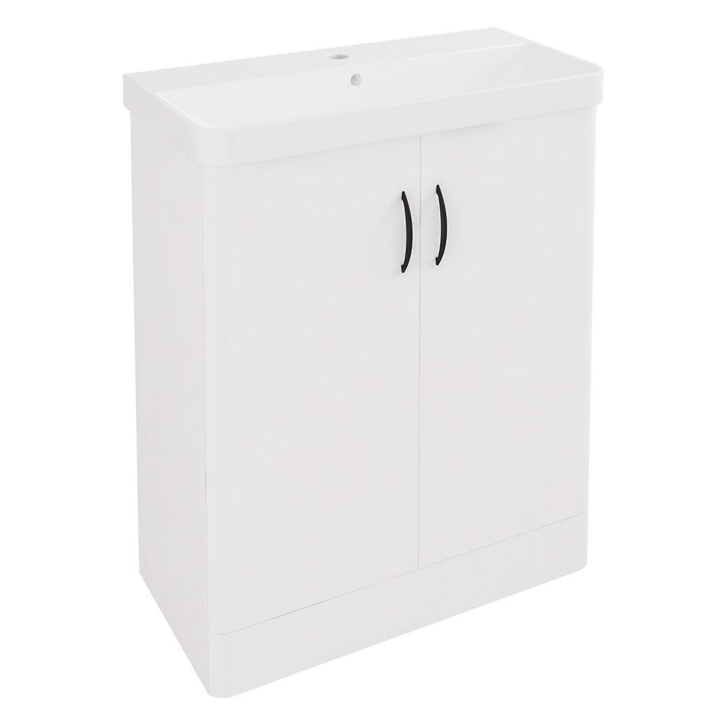 Cavone II 700 High Gloss White Double Door Freestanding Vanity Unit - Image 2