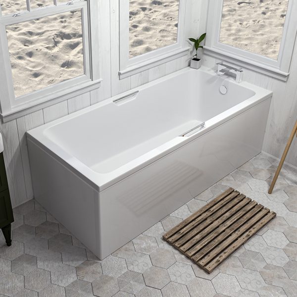 Portland Single Ended Twin Grip Beauforte White Straight Bath Tub