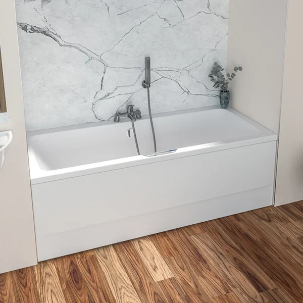 Portland Double Ended Single Grip Beauforte White Straight Bath Tub