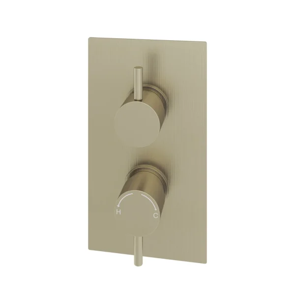Brushed Brass Round Thermostatic Two Way Concealed Shower Valve