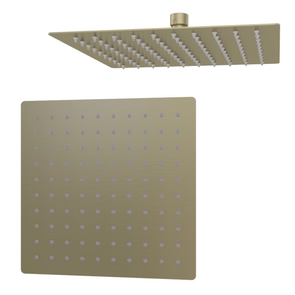 Brushed Brass Square Over Head Ceiling Shower Head