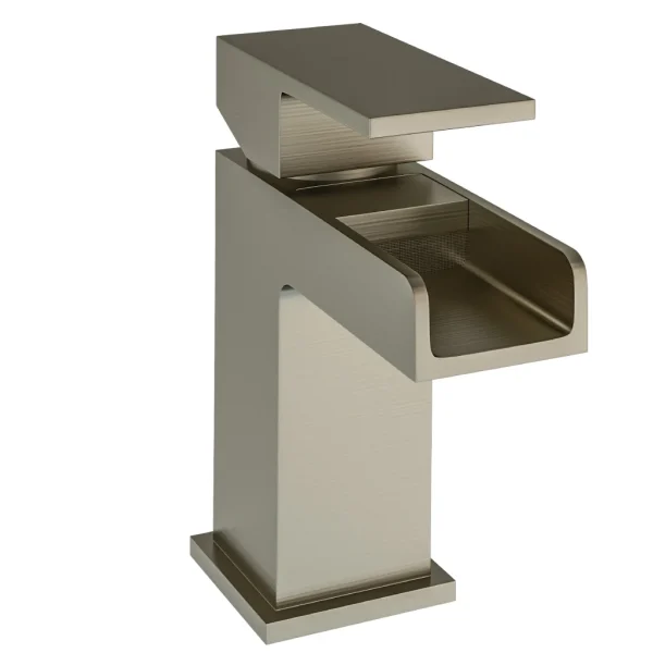 Abberton Waterfall Brushed Brass Basin Mono Tap With Waste