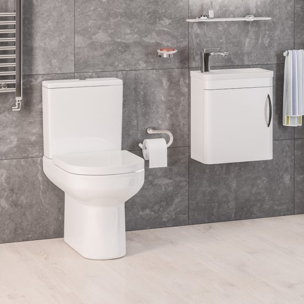 Andelle Cavone 400 High Gloss White Cloakroom Bathroom Furniture Vanity Suite