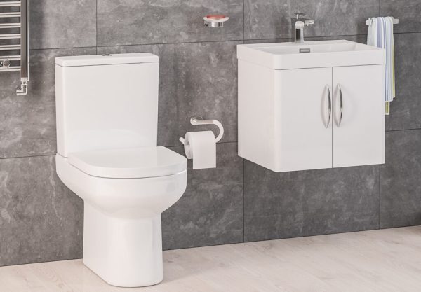 Andelle Cavone 500 High Gloss White Cloakroom Bathroom Furniture Vanity Suite