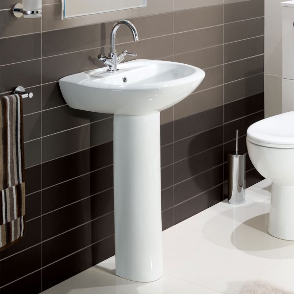 Anjou 450 Full Pedestal 1 Tap Hole Basin