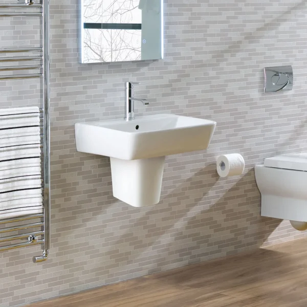 Bijou 500 Semi Pedestal 1 Tap Hole Basin