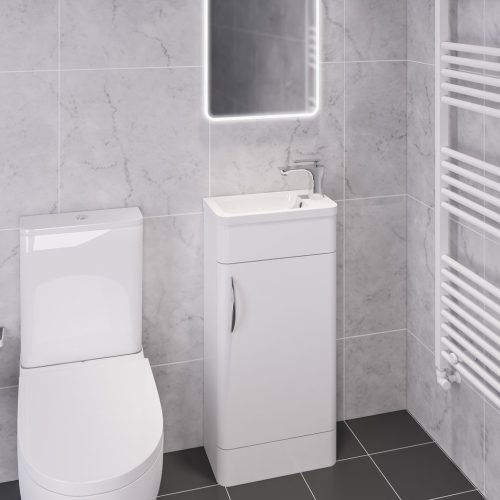 Cavone 400 Floor Standing High Gloss White Cloakroom Vanity Unit