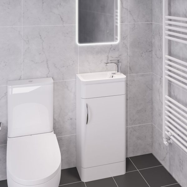 Cavone 400 Floor Standing High Gloss White Cloakroom Vanity Unit