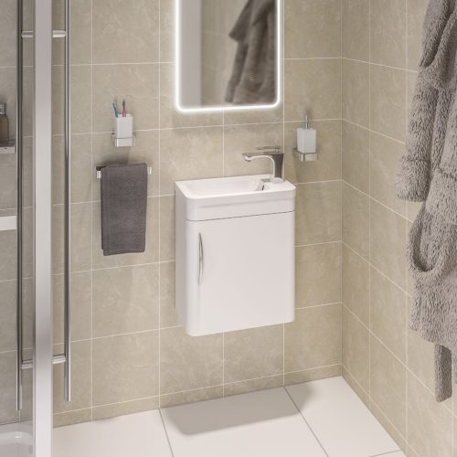 Cavone 400 Wall Hung High Gloss White Cloakroom Vanity Unit