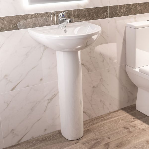 Dura 450 1 Tap Hole Full Pedestal Basin