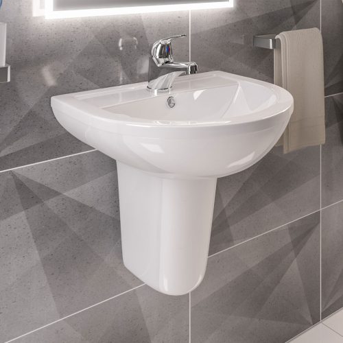 Dura 450 1 Tap Hole Semi Pedestal Basin