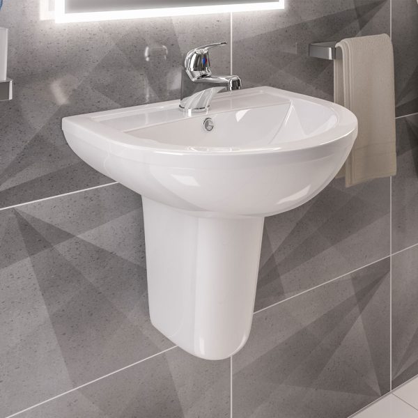 Dura 450 1 Tap Hole Semi Pedestal Basin