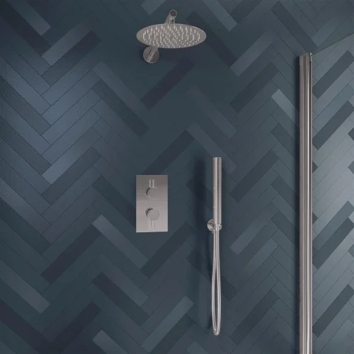 Chrome Round Shower Pack with Concealed Valve Shower Head And Handset