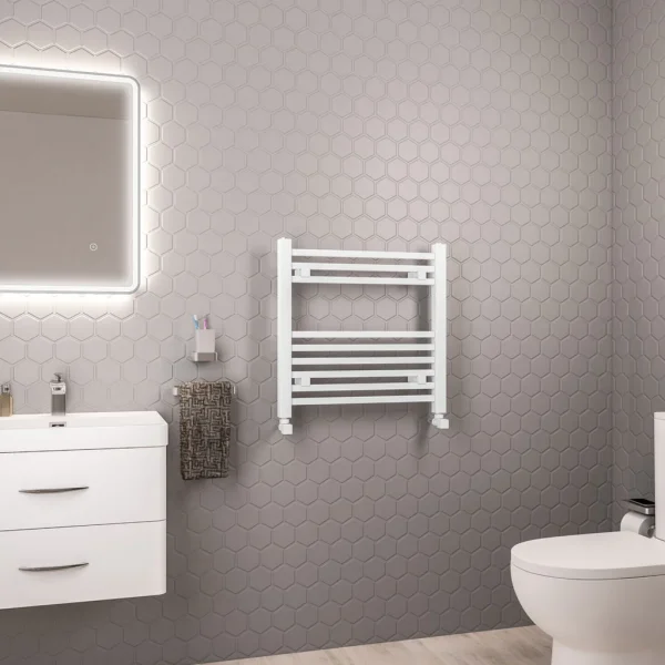 Clearance - Biava Square Gloss White 600 x 600 Heated Towel Rail
