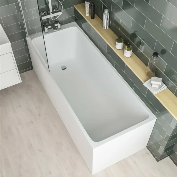 Malin Single Ended 5mm Matt White Straight Bath Tub