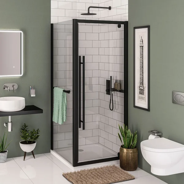 Vantage 2000 Matt Black 760 Pivot Shower Door