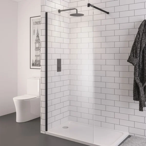 Vantage 2000 Matt Black 8mm 1000 Walk-In Panel