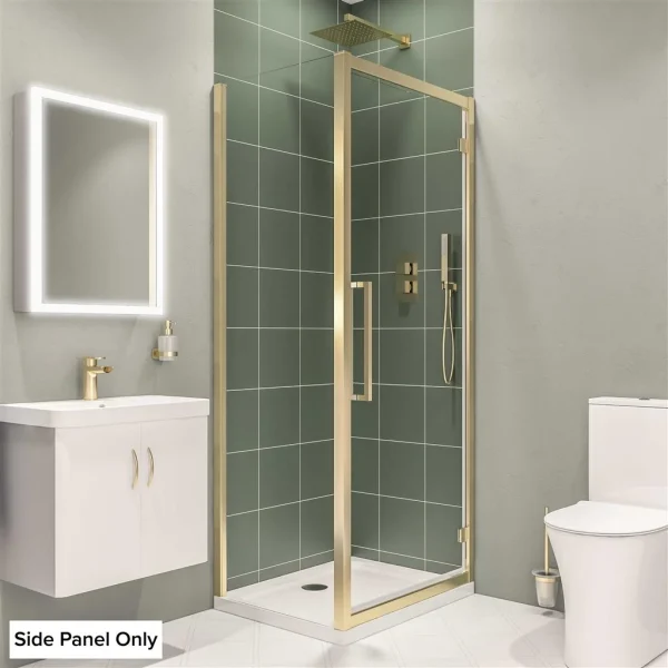 Corniche 2000 8mm Brushed Brass 2000mm x 800mm Side Panel