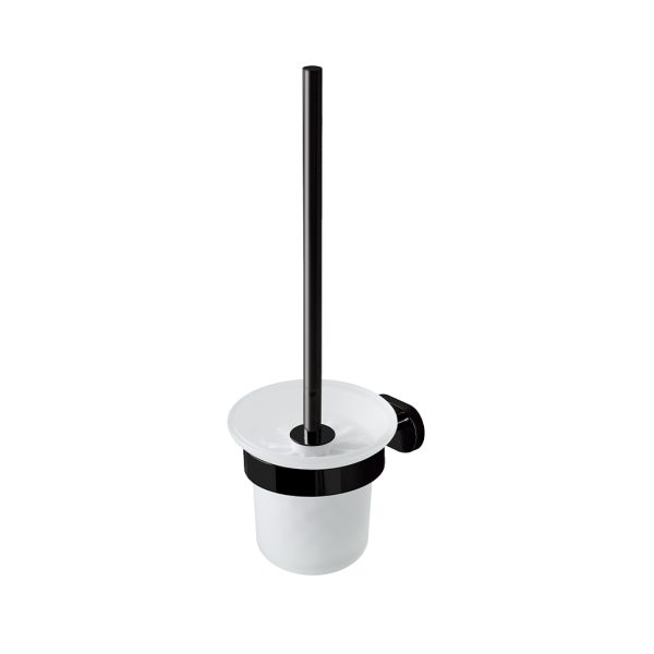 Salerno Matt Black Glass Brush Holder