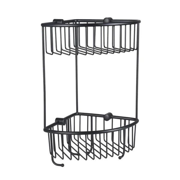 Double Corner Matt Black Basket