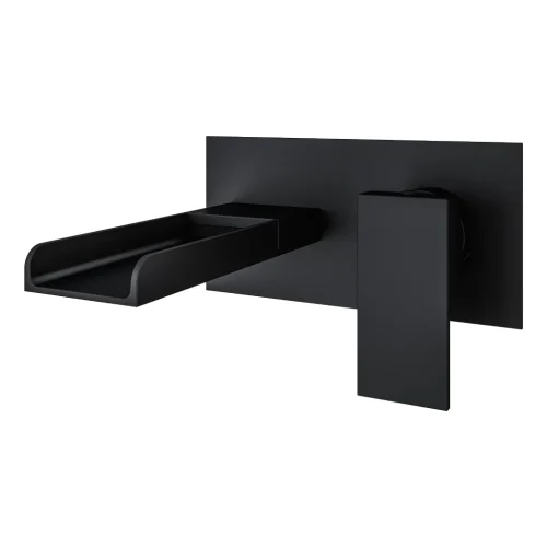 Chetwode Waterfall Wall Mounted Matt Black Bath Filler Tap